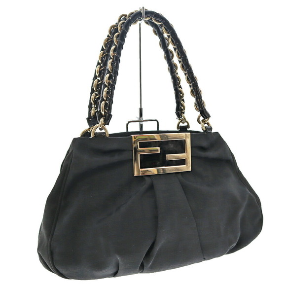 Fendi black Zucca nylon handbag jacquard Patent Mia - Picture 1 of 6